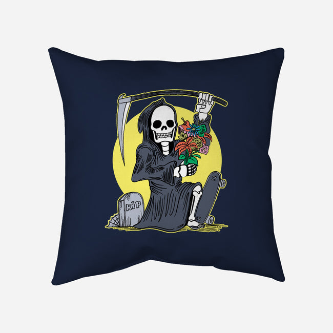 Death Holding Flowers-none removable cover throw pillow-tobefonseca