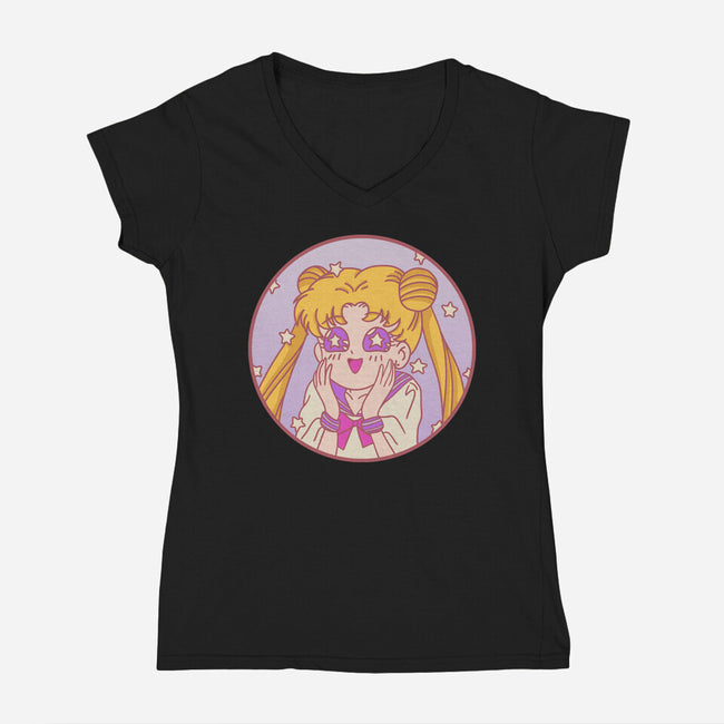 Pastel Moon-womens v-neck tee-fanfreak1