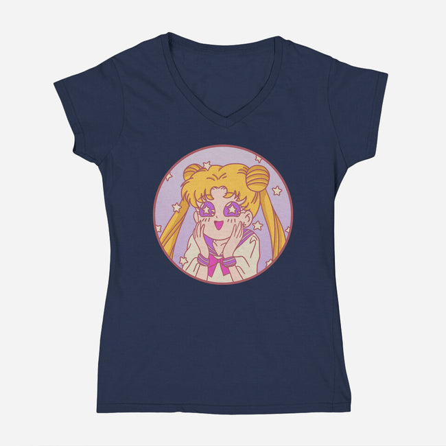 Pastel Moon-womens v-neck tee-fanfreak1