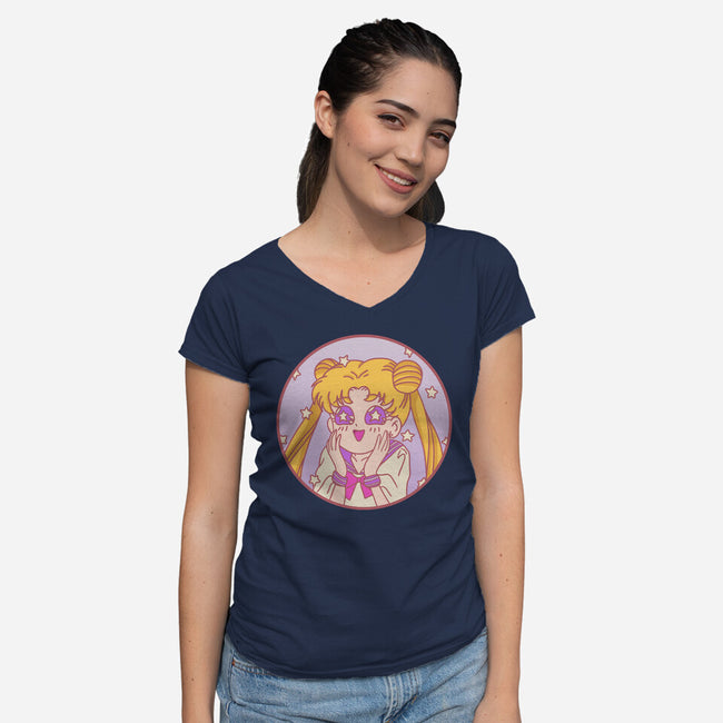 Pastel Moon-womens v-neck tee-fanfreak1