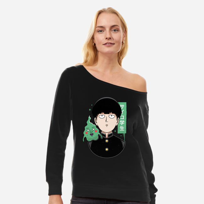Psycho Student-womens off shoulder sweatshirt-Alundrart