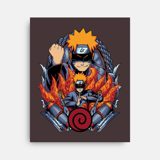 The Nine Tailed Ninja-none stretched canvas-Badbone Collections