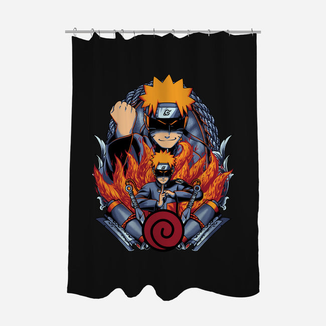The Nine Tailed Ninja-none polyester shower curtain-Badbone Collections