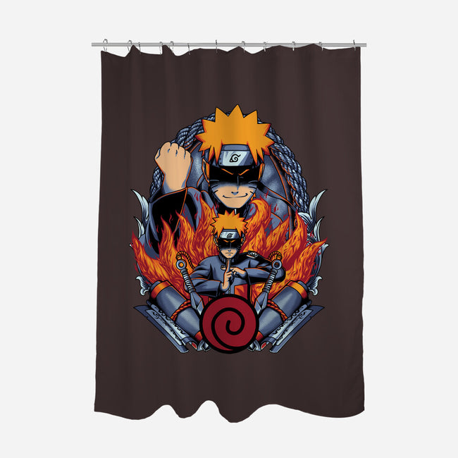 The Nine Tailed Ninja-none polyester shower curtain-Badbone Collections