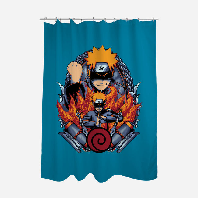 The Nine Tailed Ninja-none polyester shower curtain-Badbone Collections
