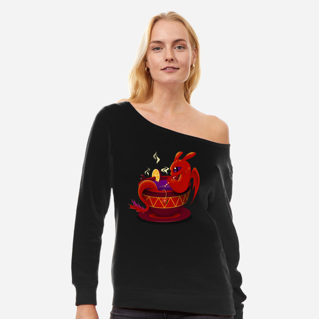 Tea Cup Dragon-womens off shoulder sweatshirt-erion_designs