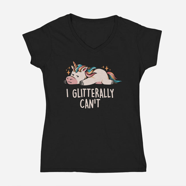 Glitterally Can't-womens v-neck tee-eduely