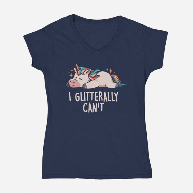 Glitterally Can't-womens v-neck tee-eduely