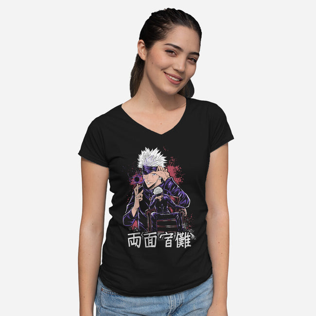 The Secret Of Satoru Gojo-womens v-neck tee-Knegosfield
