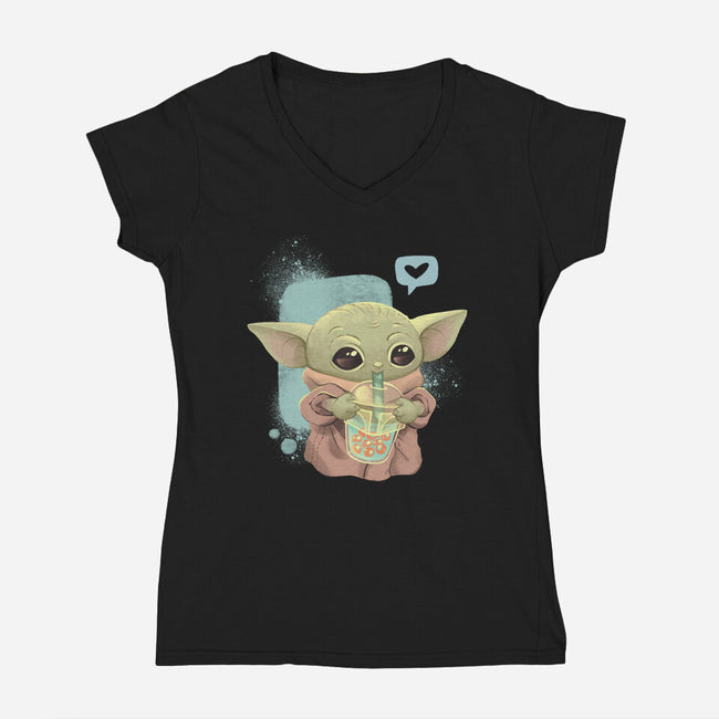 I Love Boba Tea-womens v-neck tee-ricolaa