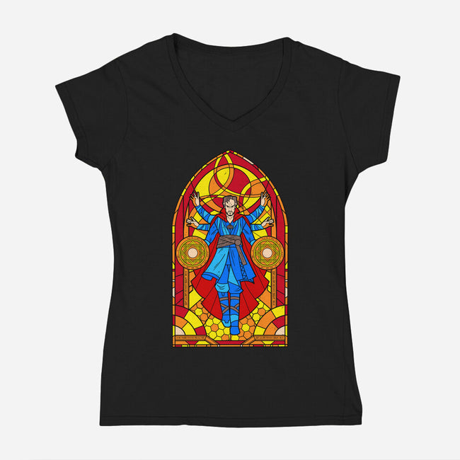 Stained Glass Sorcerer-womens v-neck tee-daobiwan