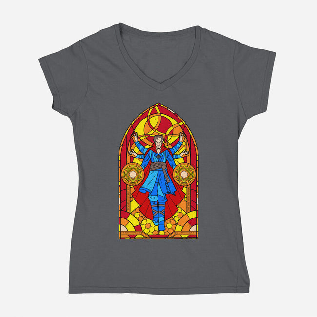 Stained Glass Sorcerer-womens v-neck tee-daobiwan
