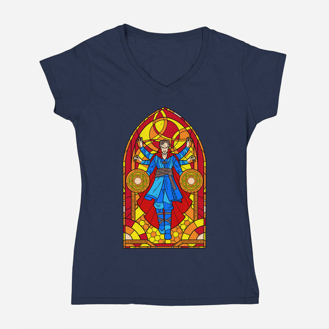 Stained Glass Sorcerer-womens v-neck tee-daobiwan
