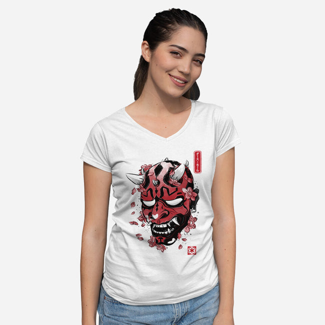 Darth Oni-womens v-neck tee-DrMonekers