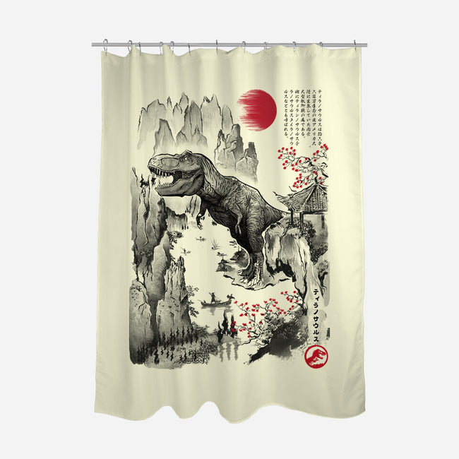 T-Rex In Japan-none polyester shower curtain-DrMonekers