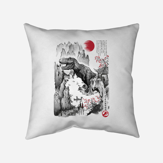 T-Rex In Japan-none removable cover throw pillow-DrMonekers