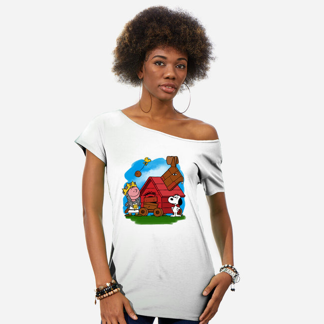 Charlie And The Holy Grail-womens off shoulder tee-drbutler