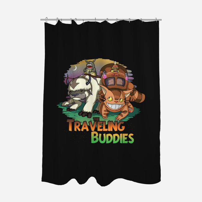 Traveling Buddies-none polyester shower curtain-meca artwork