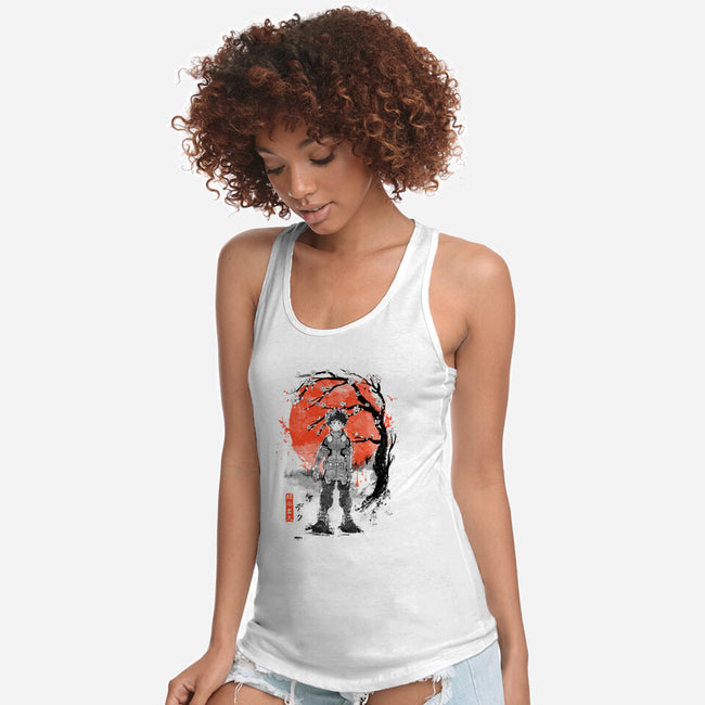 Deku At Sakura Tree-womens racerback tank-IKILO