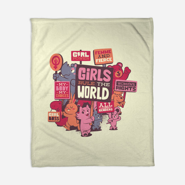 Girls Rule The World-none fleece blanket-tobefonseca