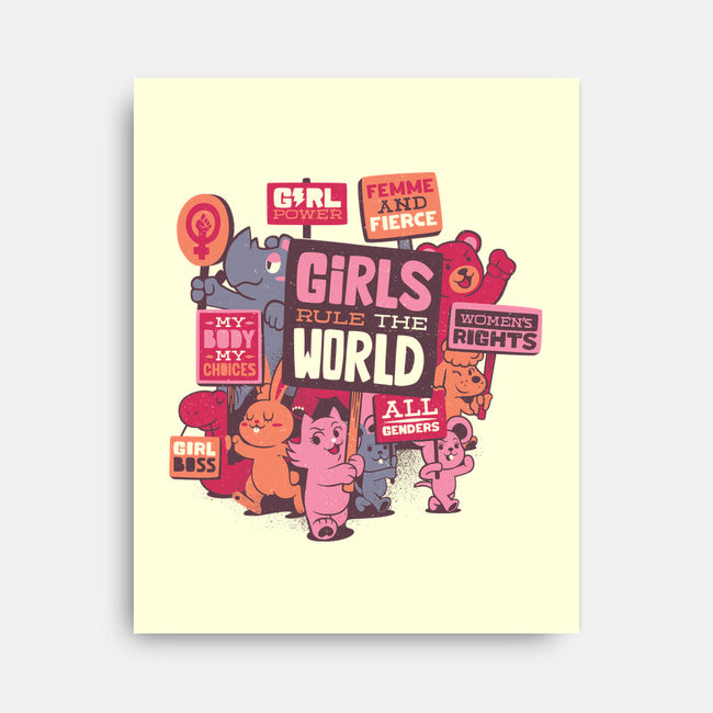 Girls Rule The World-none stretched canvas-tobefonseca