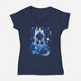 First Encounters-womens v-neck tee-Sketchdemao