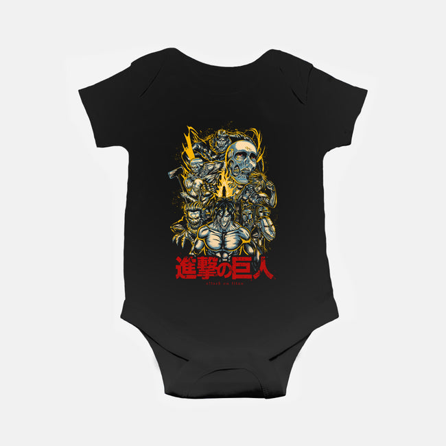 All The Titans For Attack-baby basic onesie-Knegosfield