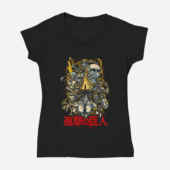All The Titans For Attack-womens v-neck tee-Knegosfield