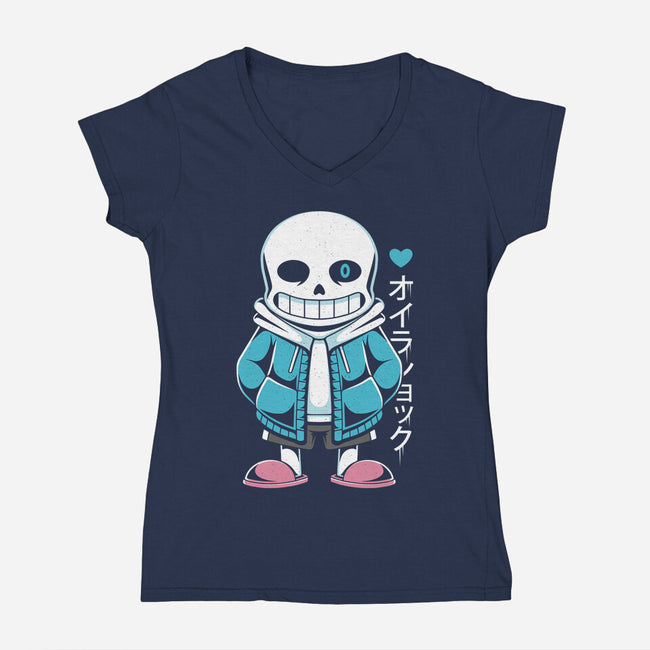 Sans Lazy Bones-womens v-neck tee-Alundrart
