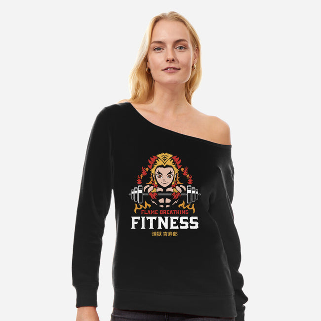 Flame Breathing Fitness-womens off shoulder sweatshirt-Logozaste