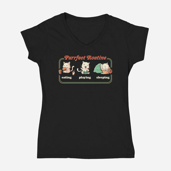 Purrfect Routine-womens v-neck tee-koalastudio