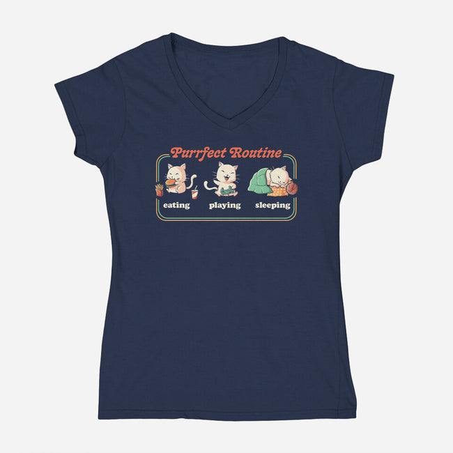Purrfect Routine-womens v-neck tee-koalastudio