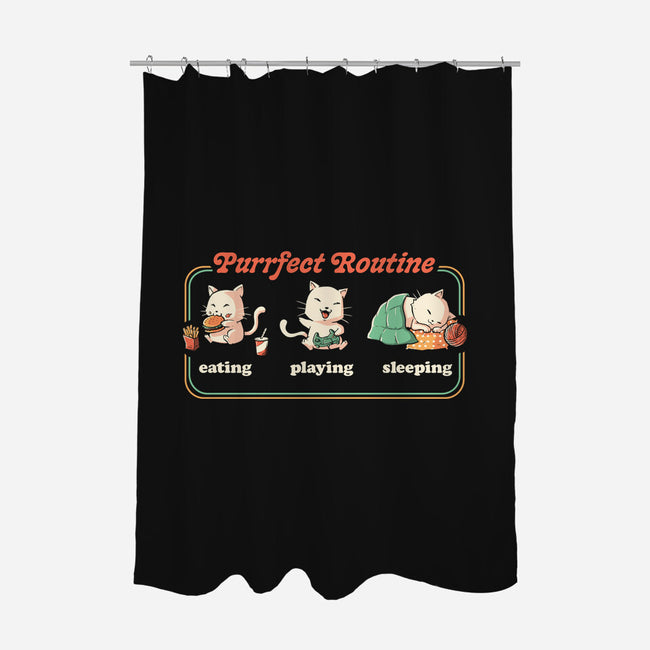 Purrfect Routine-none polyester shower curtain-koalastudio