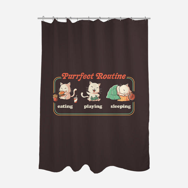 Purrfect Routine-none polyester shower curtain-koalastudio