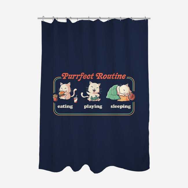 Purrfect Routine-none polyester shower curtain-koalastudio