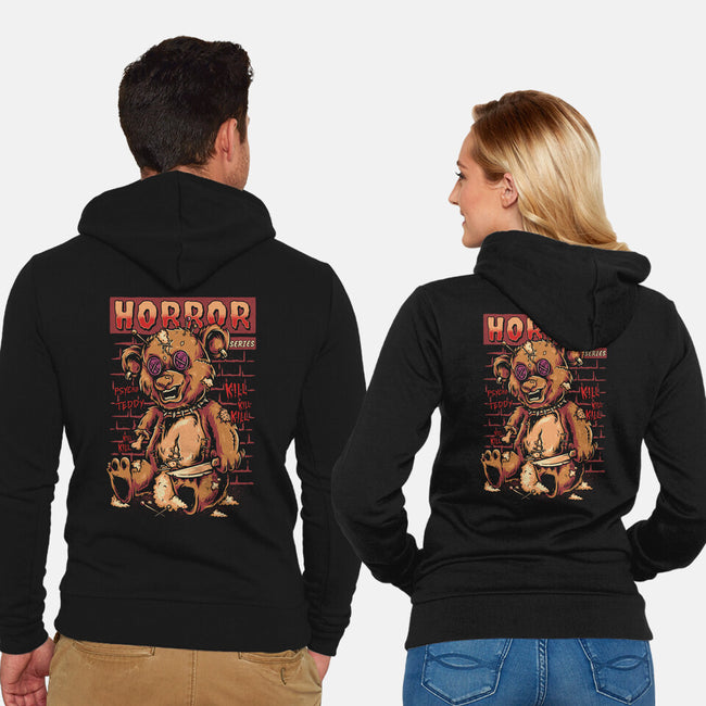 Psycho Teddy Horror Series-unisex zip-up sweatshirt-Slikfreakdesign