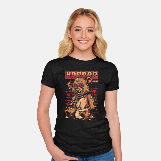 Psycho Teddy Horror Series-womens fitted tee-Slikfreakdesign