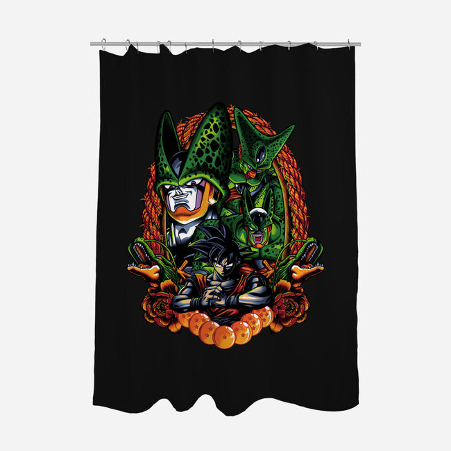 Android Eater-none polyester shower curtain-Badbone Collections