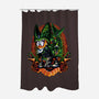 Android Eater-none polyester shower curtain-Badbone Collections