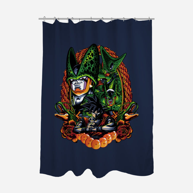 Android Eater-none polyester shower curtain-Badbone Collections