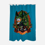 Android Eater-none polyester shower curtain-Badbone Collections