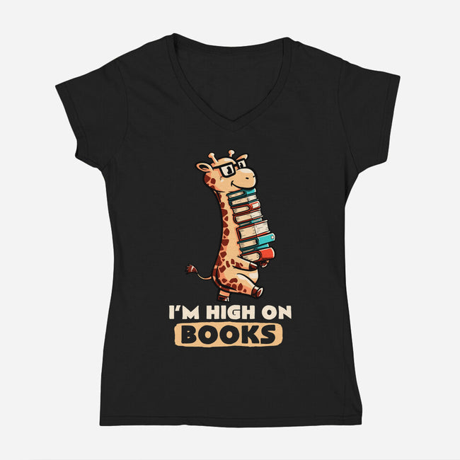 High On Books-womens v-neck tee-koalastudio