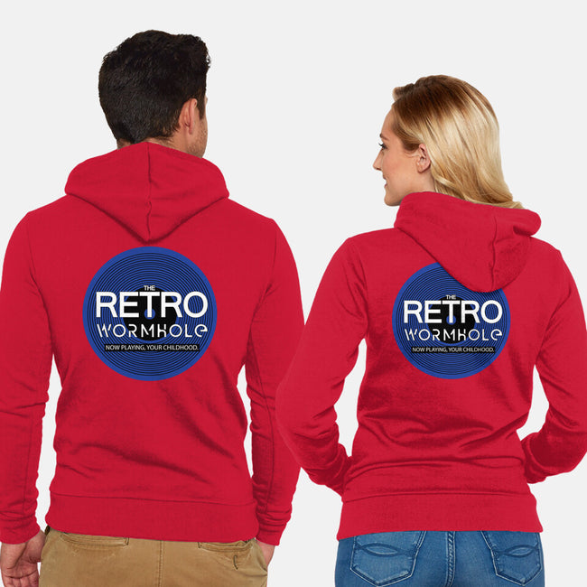 Retro Wormhole Blue Round-unisex zip-up sweatshirt-RetroWormhole