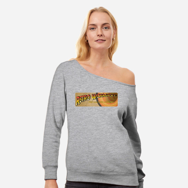 Retro Wormhole Adventure-womens off shoulder sweatshirt-RetroWormhole