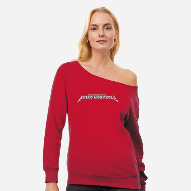 Retro Wormhole Metallica-womens off shoulder sweatshirt-RetroWormhole