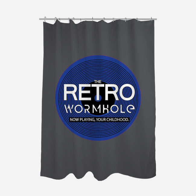 Retro Wormhole Blue Inverse-none polyester shower curtain-RetroWormhole
