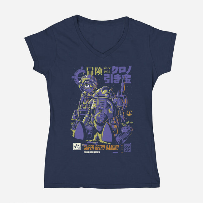 Robot Repair-womens v-neck tee-Nihon Bunka
