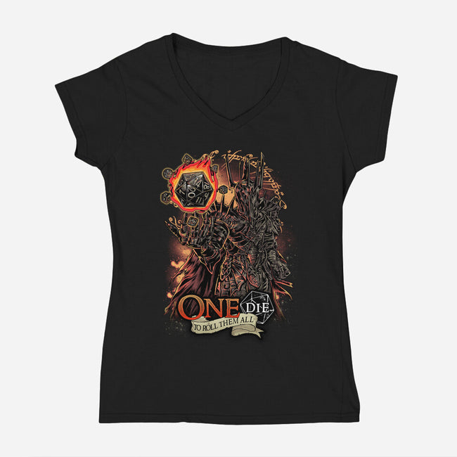 One Die To Roll Them All-womens v-neck tee-Knegosfield