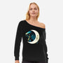 Cat Star Comets-womens off shoulder sweatshirt-Vallina84