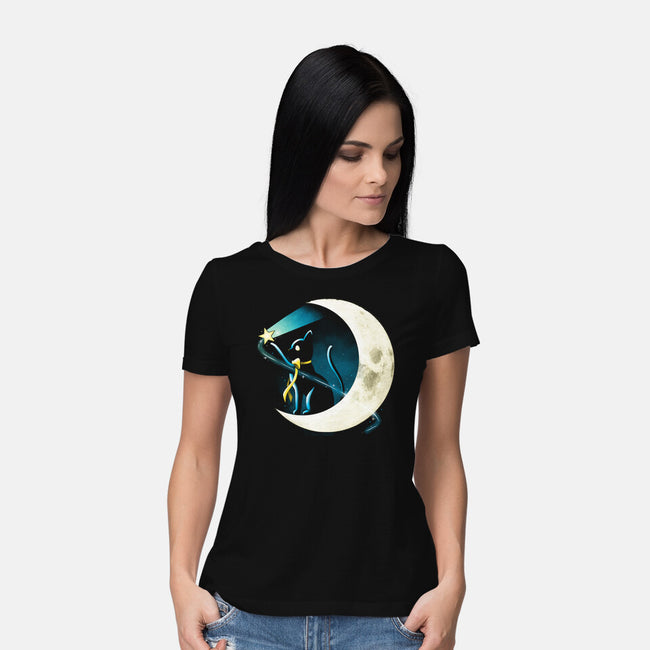 Cat Star Comets-womens basic tee-Vallina84